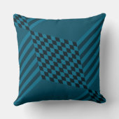 ジオメトモダンリブルーストライプダイヤモンド市松模様にの クッション (裏面)