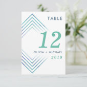 ジオメトモダンリブルー水色テーブル番号 招待状 (スタンド正面)