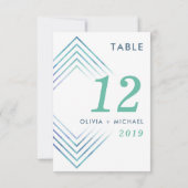 ジオメトモダンリブルー水色テーブル番号 招待状 (裏面)