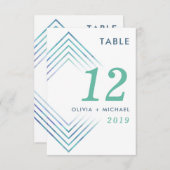 ジオメトモダンリブルー水色テーブル番号 招待状 (正面/裏面)