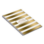 ジオメトモダンリホワイトおよび金ゴールドストライプ ノートブック (右側)