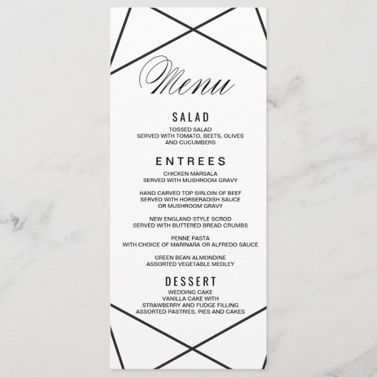 ジオメトモダンリメニューカード メニュー (正面)