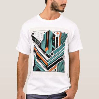 ジオメトモダンリメンズTシャツ – はっきりした抽象芸術 Tシャツ