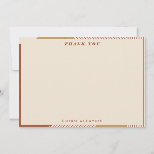 ジオメトモダンリラインテラコッタパーソナライズされた サンキューカード (正面)