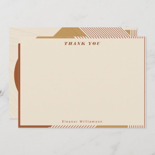 ジオメトモダンリラインテラコッタパーソナライズされた サンキューカード (正面/裏面)