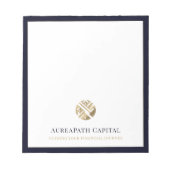 ジオメトモダンリロゴネイビーブルー縁ど ノートパッド (正面)