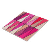 ジオメトモダンリ三角形、バイオレット、ピンク、ベージュ タイル (側面)