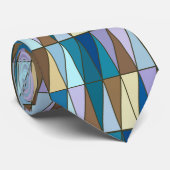 ジオメトモダンリ三角形、青とコーヒーブラウン ネクタイ (ロール)