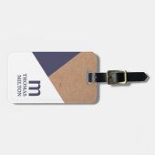 ジオメトモダンリ印刷クラフトホワイトブルー ラゲッジタグ (正面横)