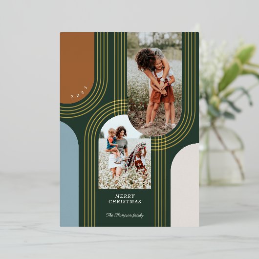 ジオメトモダンリ同心ゴールデンアーチ2写真 箔シーズンカード (立ち正面)