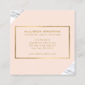 ジオメトモダンリ大理石/ピンクとフェイク金ゴールド スクエア名刺 (裏面)