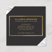 ジオメトモダンリ大理石/黒およびフェイク金ゴールド スクエア名刺 (裏面)