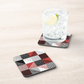 ジオメトモダンリ市松模様に、黒、赤、グレー コースター (右側)