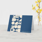 ジオメトモダンリ形状パーソナライズされた青 カード (黄色い花)