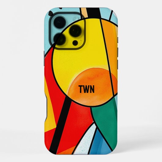 ジオメトモダンリ抽象芸術の明るい色 iPhoneケース (裏面)