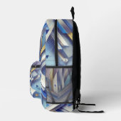 ジオメトモダンリ抽象芸術ブルーと金ゴールド プリントバックパック (右)