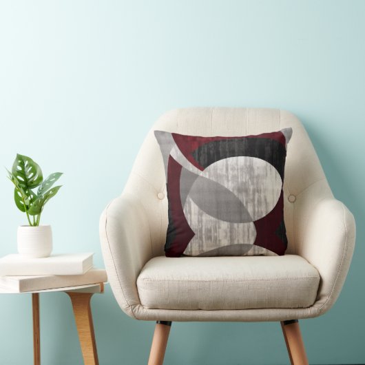 ジオメトモダンリ抽象芸術(赤、グレー、黒) クッション (椅子)
