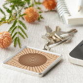 ジオメトモダンリ日が差すこと – ブラウンとタン キーホルダー (側面)