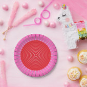 ジオメトモダンリ日が差すこと-明るい赤紫色と赤 ペーパープレート (パーティー)