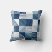 ジオメトモダンリ正方形とライン、ネイビーブルー クッション (裏面)