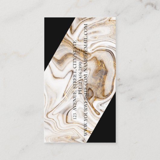 ジオメトモダンリ白大理石金ゴールド、はさみ 名刺 (裏面)