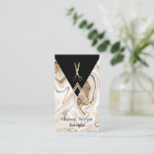 ジオメトモダンリ白大理石金ゴールド、はさみ 名刺 (スタンド正面)