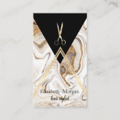 ジオメトモダンリ白大理石金ゴールド、はさみ 名刺 (正面)