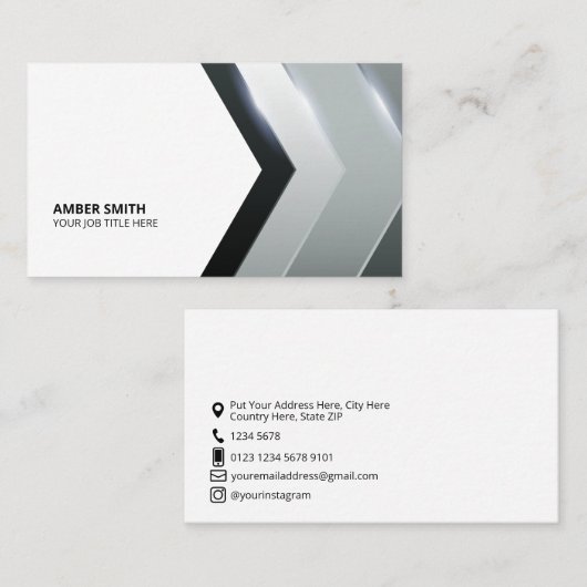 ジオメトモダンリ矢印 |白のアイコン 名刺 (正面/裏面)