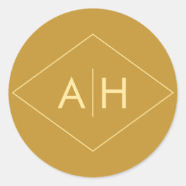 ジオメトモダンリ結婚のシールの金ゴールド ラウンドシール