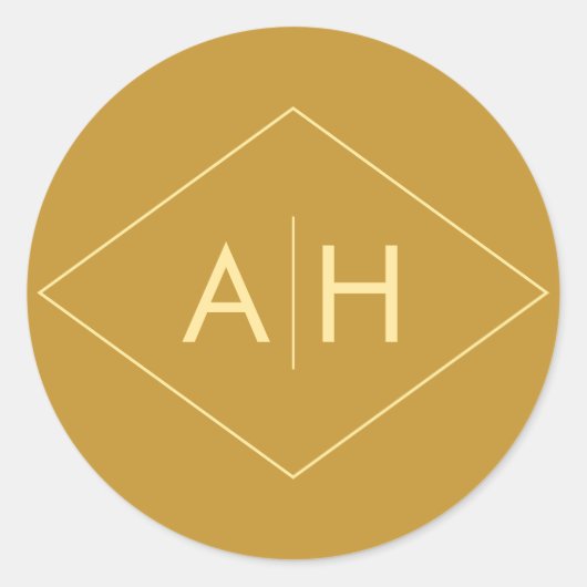 ジオメトモダンリ結婚のシールの金ゴールド ラウンドシール (正面)