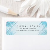 ジオメトモダンリ線の青い差出人住所ラベル ラベル (インサイチュ)