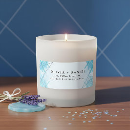 ジオメトモダンリ線の青い差出人住所ラベル ラベル