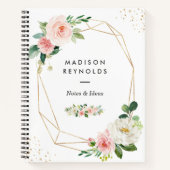 ジオメトモダンリ赤面ピンクフローラ個人用ノート ノートブック (正面)