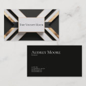 ジオメトモダンリ金ゴールドリーフ白黒 名刺 (正面/裏面)