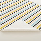 ジオメトモダンリ黄色の黒い青パタストライプのーン シェルパブランケット (3/4)