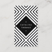 ジオメトモダンリ黒と白のパタはっきりしたーン 名刺 (正面)