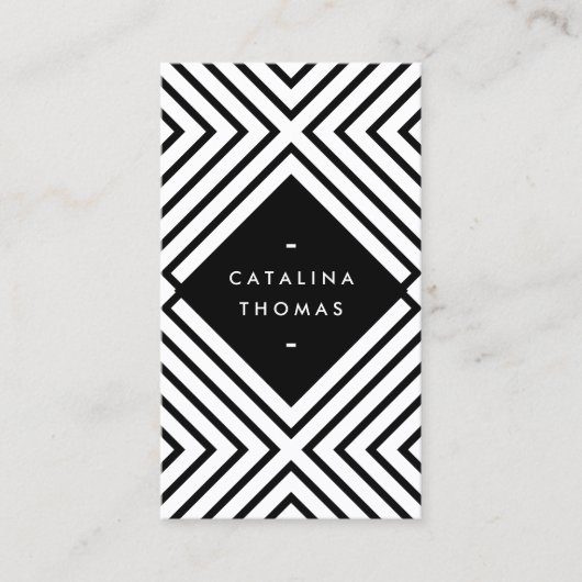 ジオメトモダンリ黒と白のパタはっきりしたーン 名刺 (正面)