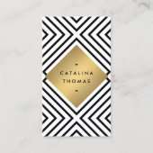 ジオメトモダンリ黒と白のパタはっきりしたーン 名刺 (正面)