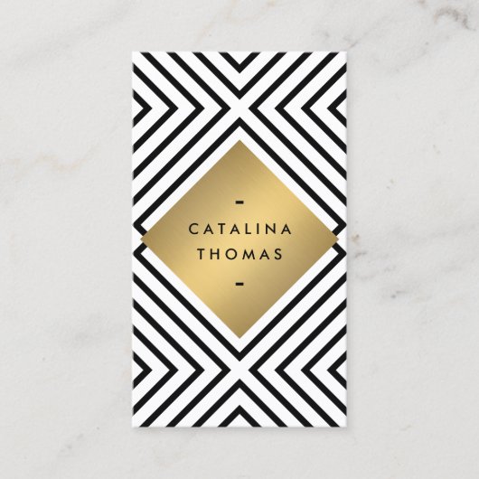 ジオメトモダンリ黒と白のパタはっきりしたーン 名刺 (正面)