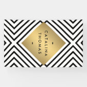 ジオメトモダンリ黒と白のパタはっきりしたーン 横断幕 (横)