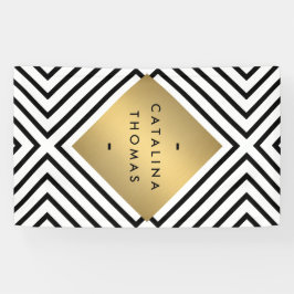 ジオメトモダンリ黒と白のパタはっきりしたーン 横断幕