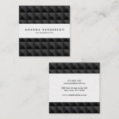 ジオメトモダンリ黒の正方形パターン スクエア名刺 (正面/裏面)