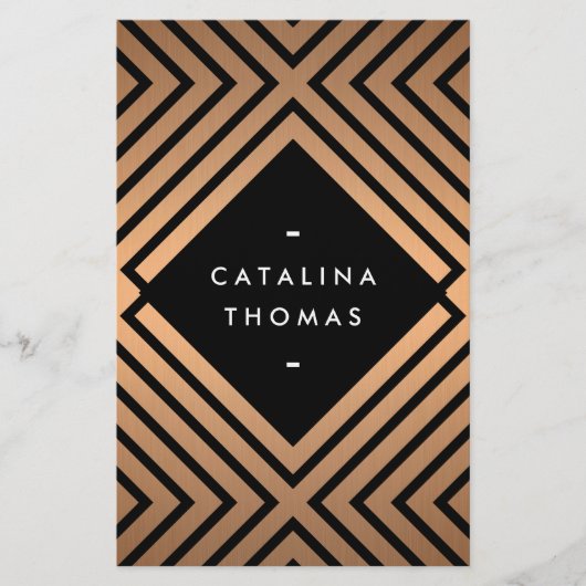 ジオメトモダンリ黒はっきりしたとバラ金ゴールドパターン チラシ (正面)