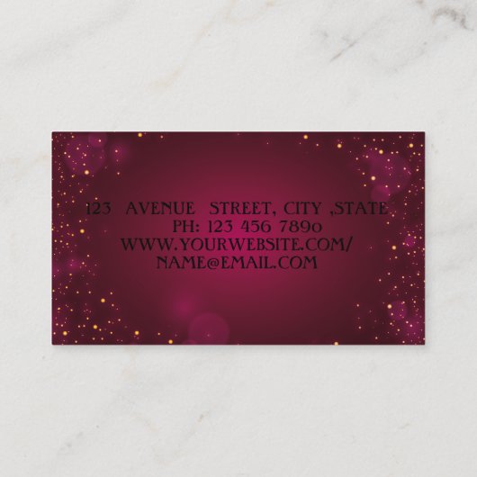 ジオメトモダンリ，,エレガント金ゴールドフレーム赤 名刺 (裏面)