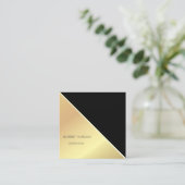 ジオメトモダンリ、シンプル金ゴールド スクエア名刺 (スタンド正面)