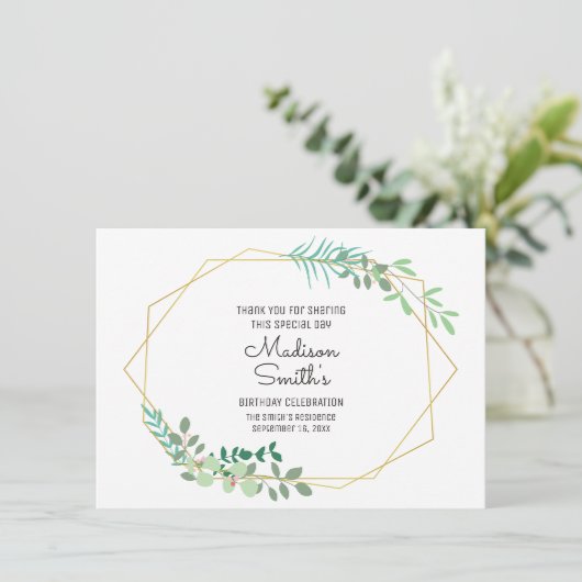 ジオメトリと緑の誕生日 サンキューカード (スタンド正面)