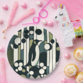 ジオメトリに失ったグリーンクリームペンギン ペーパープレート (パーティー)