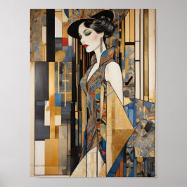ジオメトリのエレガンス – Woman Digital Art抽象芸術 ポスター