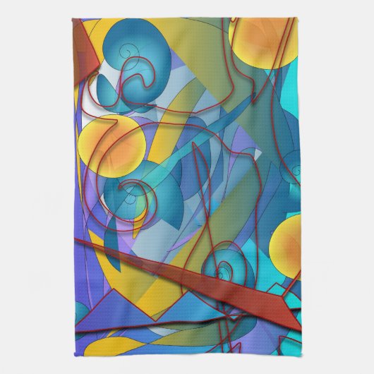 ジオメトリのコラージュ キッチンタオル (縦)