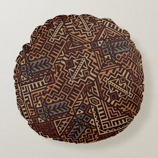 ジオメトリのシームレスなパターンをトレンディーで作成 ラウンドクッション (正面)